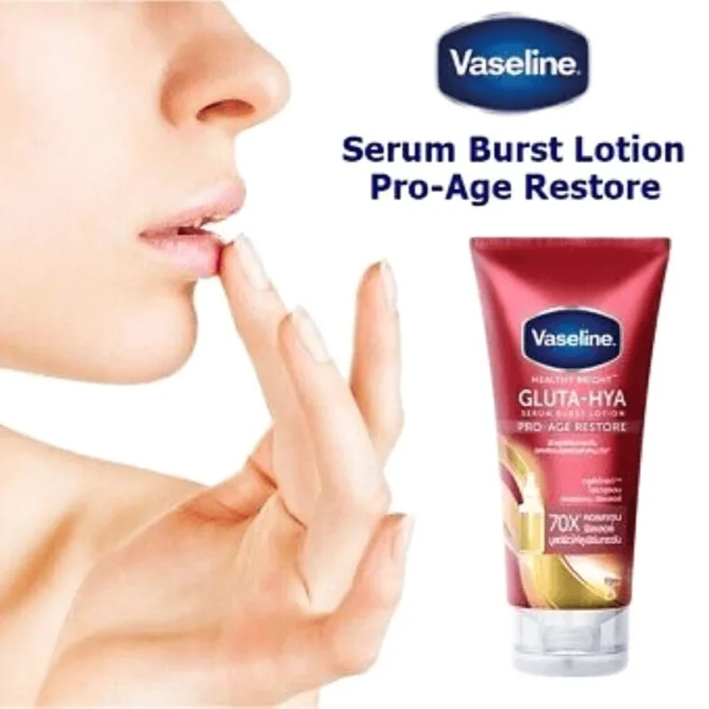 Vaseline Healthy Bright Gluta-Hya Pro-Age Restore Serum Burst Lotion for Hydration & Youthful-Looking Skin 200ml | Vaseline Gluta-Hya Pro-Age Restore Lotion