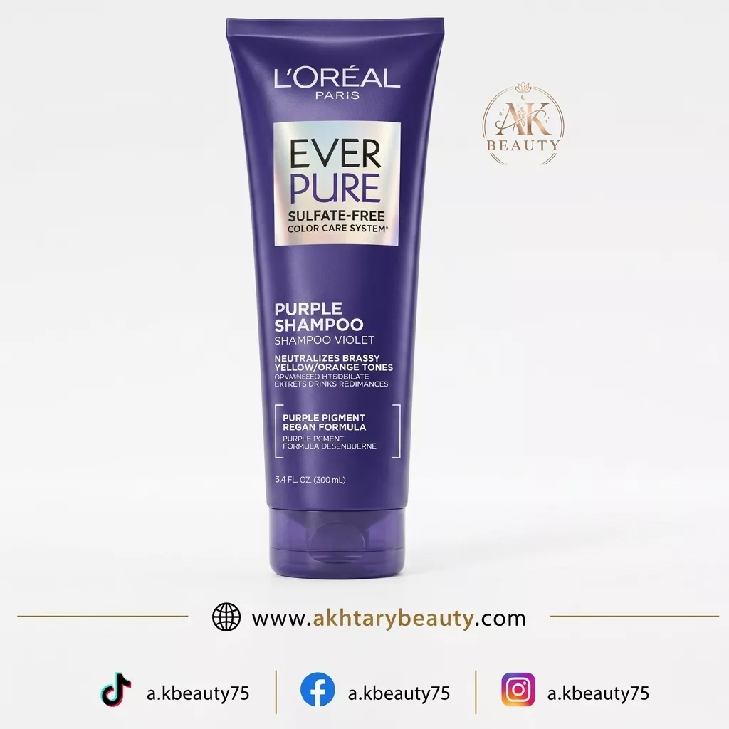Loreal Paris EverPure Sulfate-Free Brass Toning Purple Shampoo 200ml – Purple Shampoo for Blonde, Bleached, Highlighted & Silver Hair