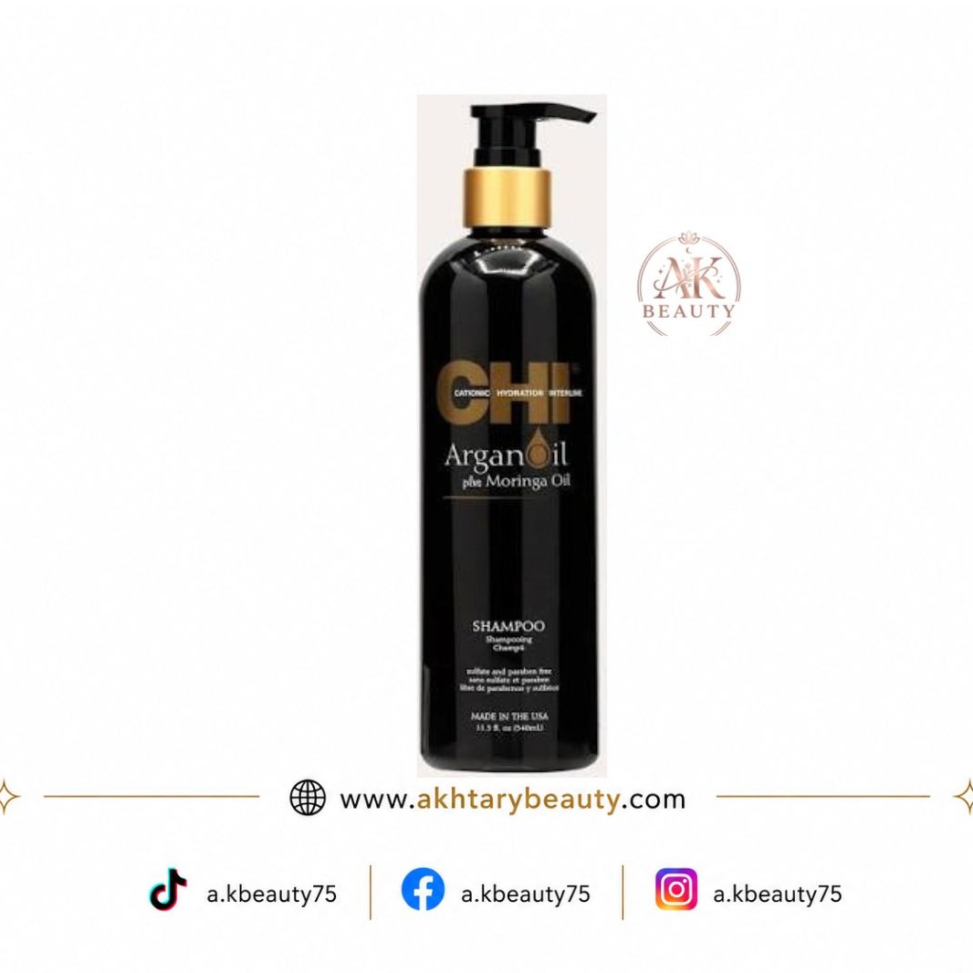 CHI Argan Oil with Moringa Oil Blend Shampoo 340ml for Nourished, Smooth-Looking Hair | CHI Argan Oil Shampoo 340ml
