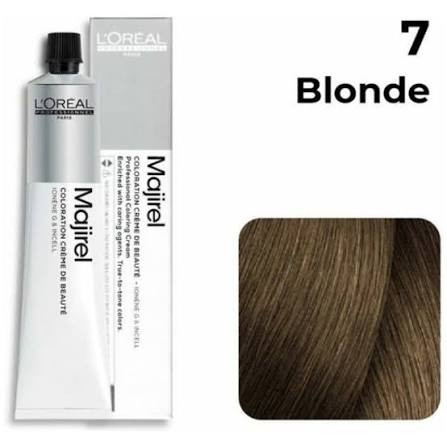 Loreal Majirel Hair Coloring Cream 7 Blonde 60ml | Professional Permanent Hair Color with 100% Gray Coverage
