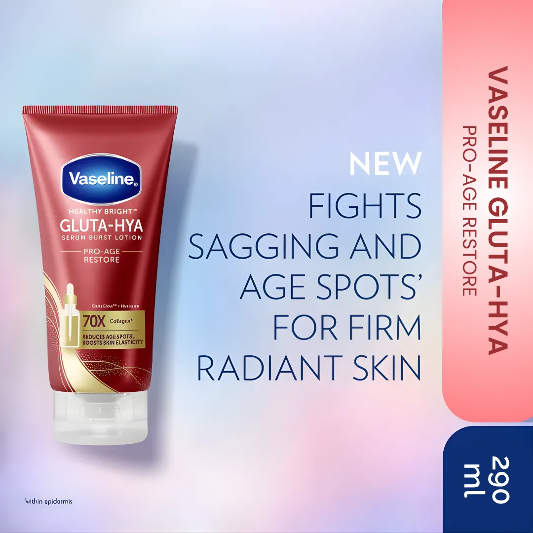 Vaseline Healthy Bright Gluta-Hya Pro-Age Restore Serum Burst Lotion for Hydration & Youthful-Looking Skin 200ml | Vaseline Gluta-Hya Pro-Age Restore Lotion - 3