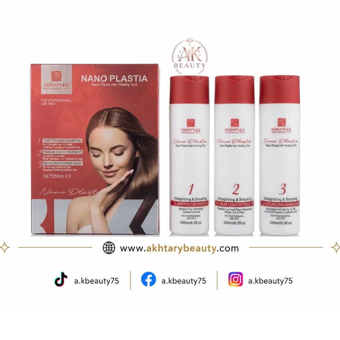 BK Keraplex Nano Plastia Professional 3-Step Hair Straightening & Smoothing Treatment Kit 252ml x 3 | BK New Keraplex Nano Plastia Hair Treatment Kit