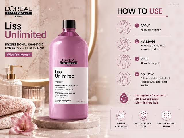 Loreal Professionnel Serie Expert Liss Unlimited Shampoo 1500ml | Professional Anti-Frizz Shampoo for Unruly Hair - 2