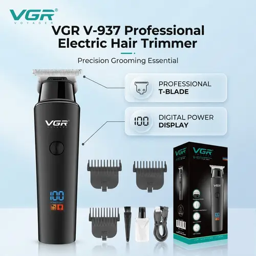 VGR V-937 Professional Cordless Hair & Beard Trimmer with 2000mAh Battery & LED Display | VGR V-937 Professional Hair Trimmer - 2