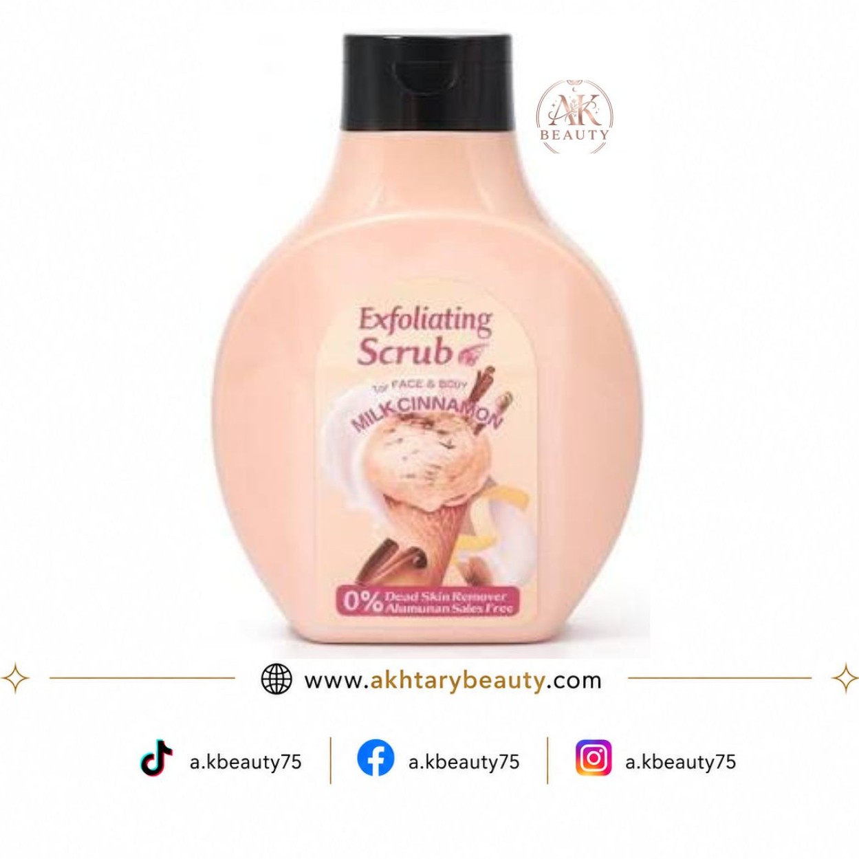 Fruit of the Wokali Milk Cinnamon Exfoliating Scrub 500ml | Deep Cleansing Face & Body Exfoliating Scrub