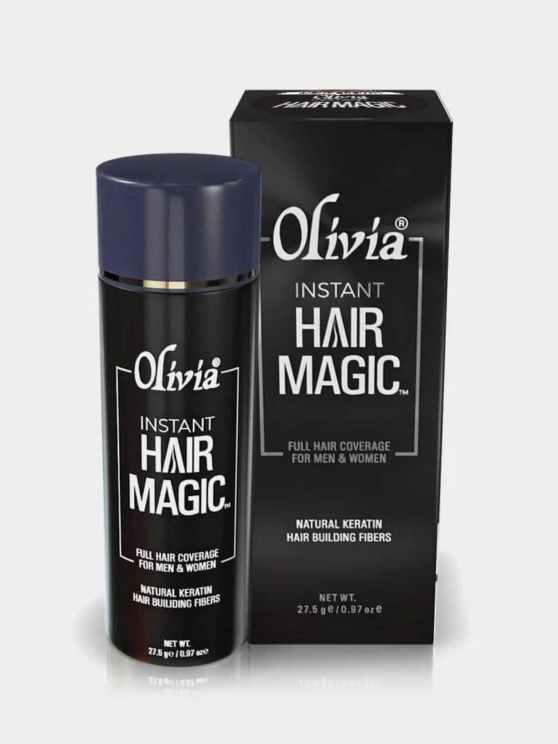 Olivia Instant Hair Magic Hair Building Fibers Black | Natural Keratin Hair Thickening Fibers