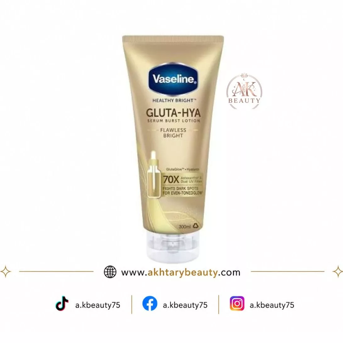 Vaseline Healthy Bright Gluta-Hya Flawless Bright Serum Burst Lotion with GlutaGlow, Hyaluronic Acid & Pro-Retinol 200ml | Vaseline Gluta-Hya Flawless Bright Lotion