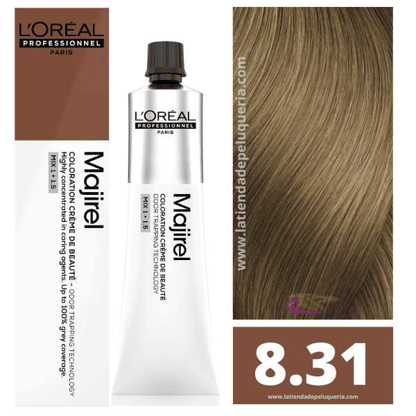 Loreal Majirel Hair Coloring Cream 8.31 Golden Ash Light Blonde 60ml | Professional Permanent Hair Color with 100% Gray Coverage