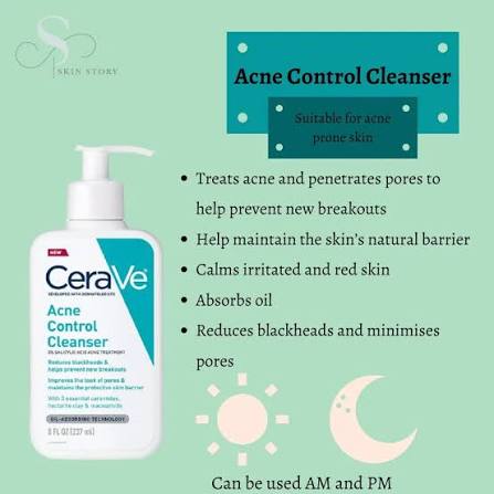 CeraVe Acne Control Cleanser with 2% Salicylic Acid for Acne-Prone Skin 473ml | CeraVe Acne Control Cleanser - 3