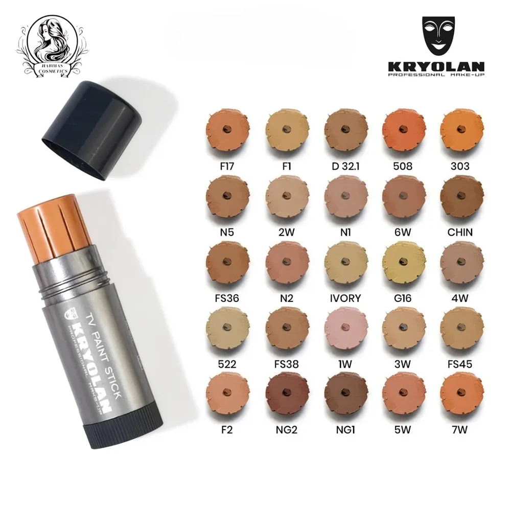 Kryolan TV Paint Stick Professional High Coverage Cream Foundation D32, FS 36, FS 45, FS 38, Ivory, 2W & 1W – Long Lasting Makeup Foundation - 2