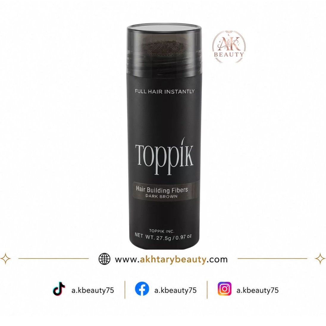 Toppik Hair Building Fibers Dark Brown 27.5g | Instant Hair Thickening Fibers for Fuller & Natural-Looking Hair