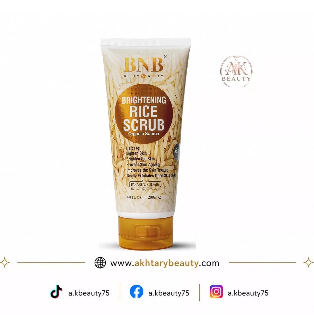 BNB Body N Body Organic Source Brightening Rice Scrub 200ml | Facial Exfoliating Scrub for Smooth & Radiant Skin