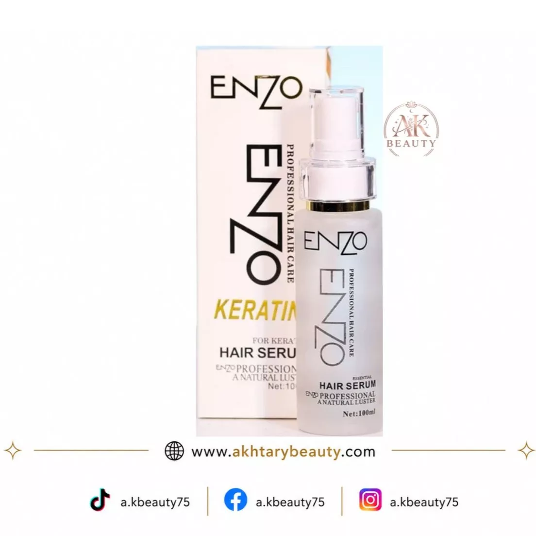 Enzo Professional Keratin Hair Serum 100ml | Anti-Frizz Smoothing Serum for Smooth & Shiny Hair