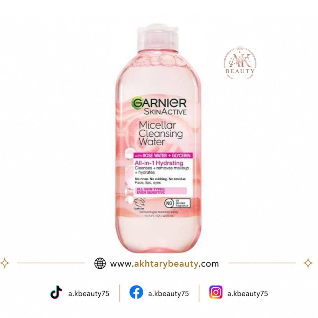 Garnier Skin Naturals Micellar Cleansing Water Rose Water 125ml | Gentle Makeup Remover for Normal to Dry Skin